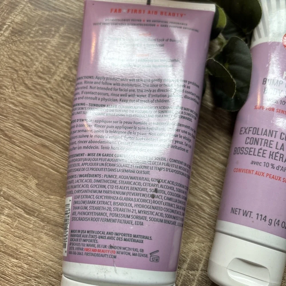 LOT OF 2 First Aid Beauty KP Bump Eraser Body Scrub 10 Oz 4 Oz NEW
